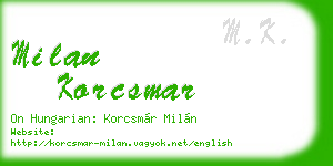 milan korcsmar business card